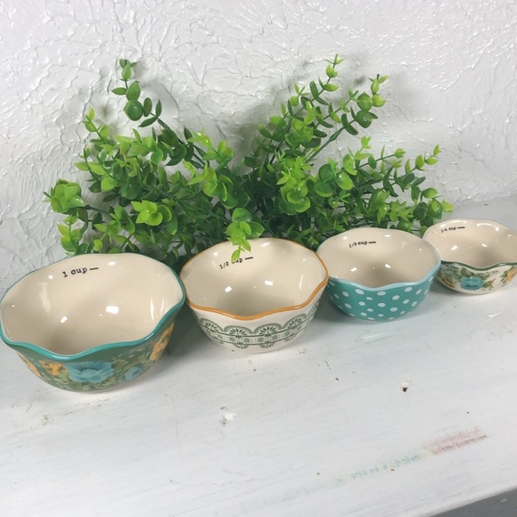 Pioneer Woman Rare Rose Shadow Nesting Measuring Bowls Cups Set of 4 - Picture 14 of 17